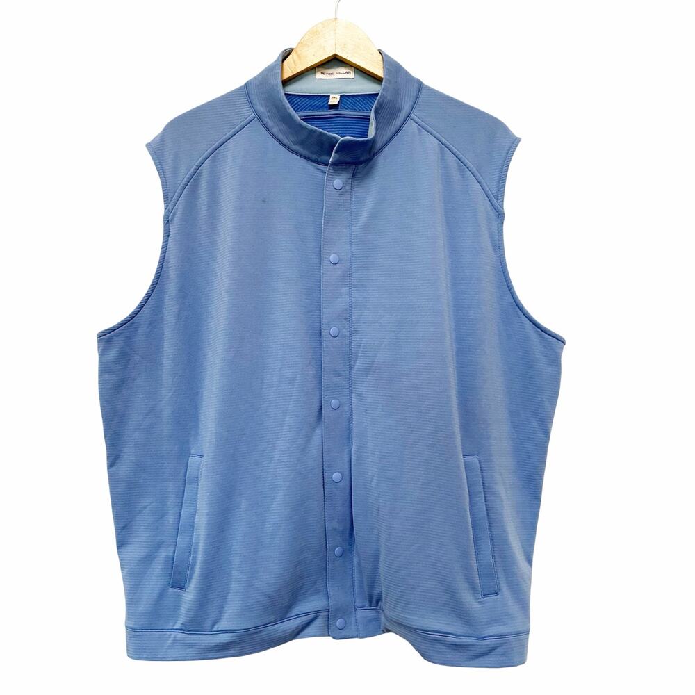 Peter Millar Blue Beaumont Snap Front Performance Vest Sz XXL